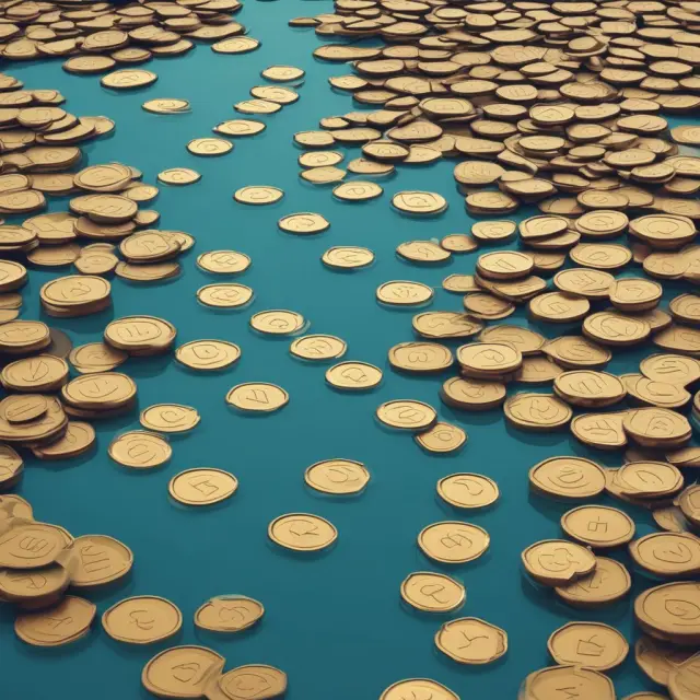 A serene river filled with interlinked VAT coins represents frequently asked questions about indirect taxes.