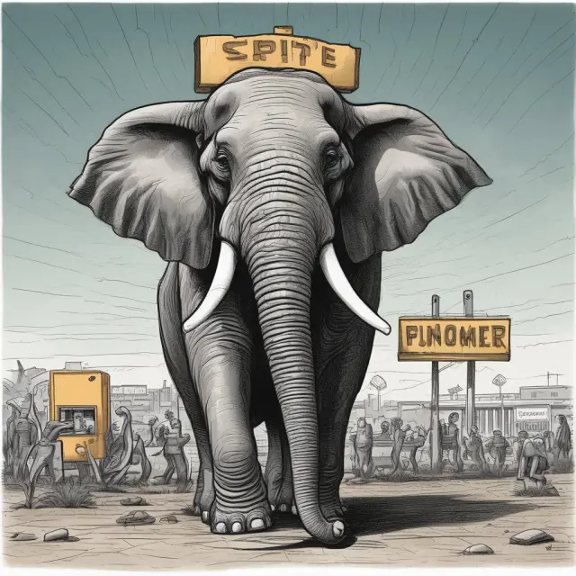An industrial elephant stands at a regulatory crossroads, pondering over Walmart