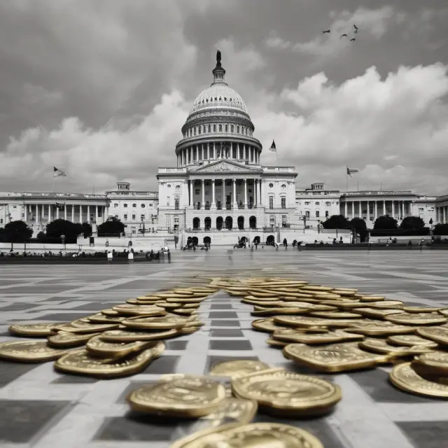 A gold shield guarding the line between banking and commerce, symbolizing Senator Kennedy
