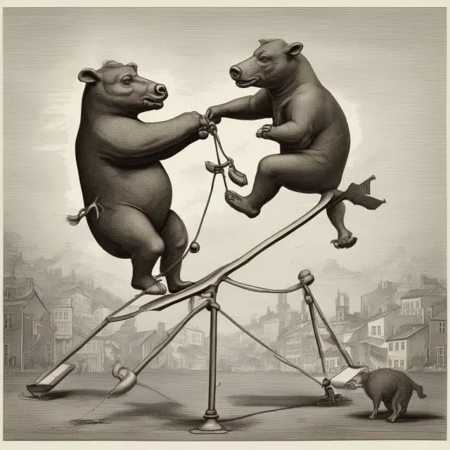 Industrial bull and bear depicting accelerating and decelerating growth phases in the industrial goods sector.