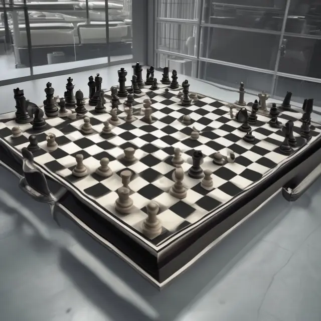 Three firms – Apple, Samsung, and Google – positioned as pieces on a chessboard, representing their strategic interactions within the evolving industrial organization landscape.
