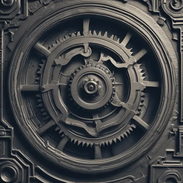 An intricate gear mechanism symbolizing the groundbreaking inventions and economic growth during the American Second Industrial Revolution