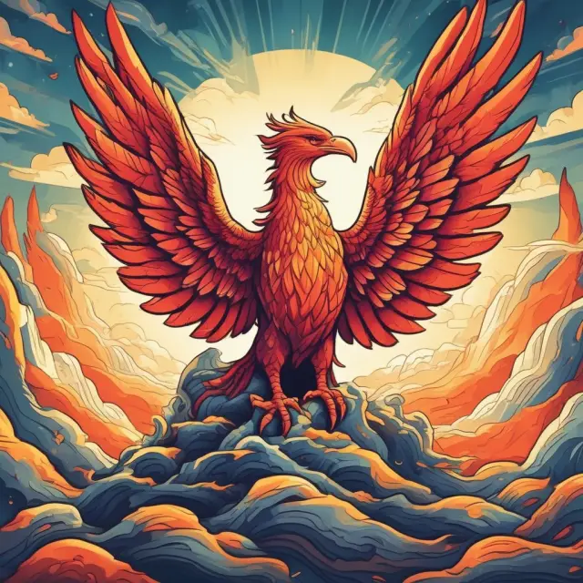 A mythical phoenix arises from a sea of consumers, representing rapid growth and transformation in an industry