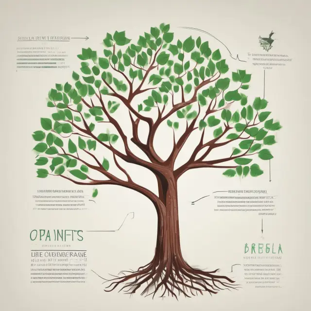 A growing tree with branches blooming and businesses emerging, symbolizing the evolution of industries through their life cycles