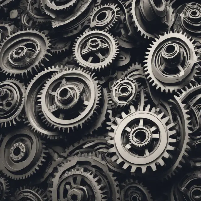 An image of an industrial cogwheel factory displaying inefficient gears, symbolizing small-cap stocks and their inherent market inefficiencies.