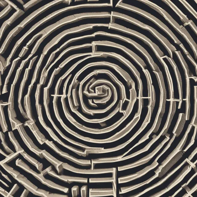 A labyrinth symbolizes the complex journey of understanding market inefficiencies and the Efficient Market Hypothesis, filled with opportunities for profit and risk.