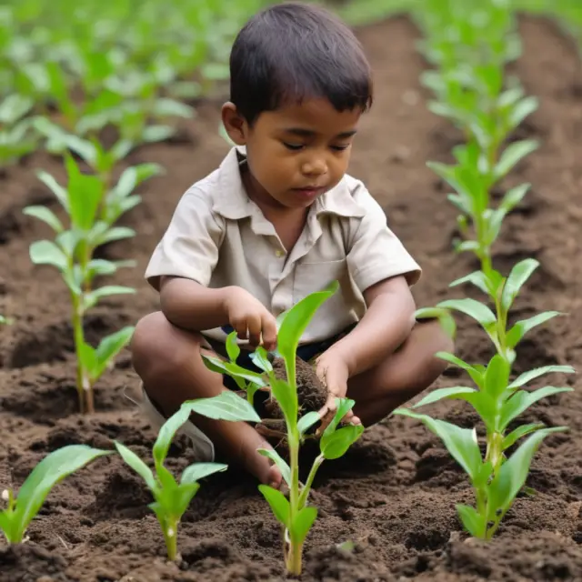 Seedlings growing in a protected garden, symbolizing infant industries nurtured by protective measures amidst fierce global competition