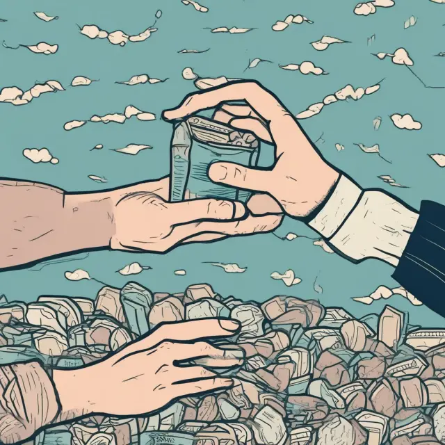 A hand reaches for an inferior good (can of beans) amidst a sea of income levels, representing the dynamic nature of consumer demand.