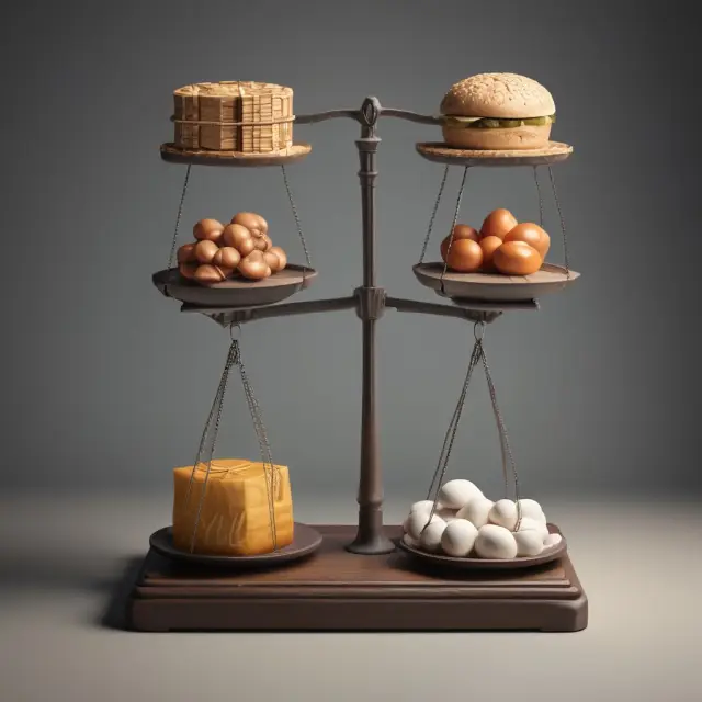 Scale with grocery bags labeled