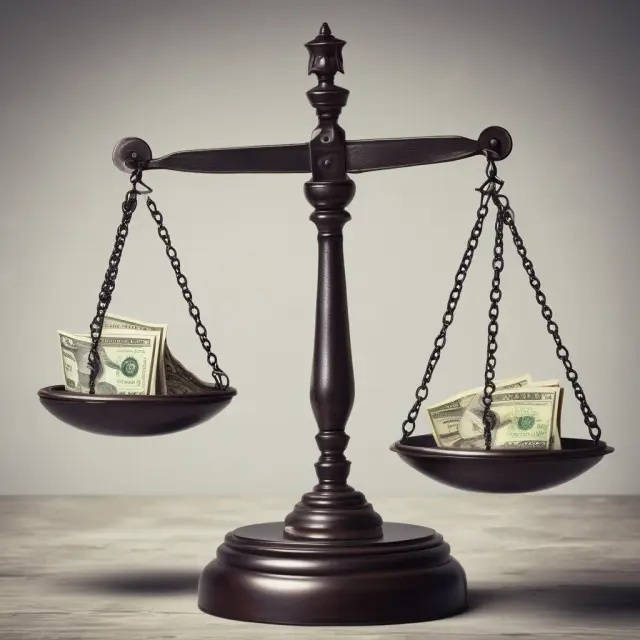 A set of balance scales weighs currency and consumer price index values, illustrating the concept of inflation accounting.