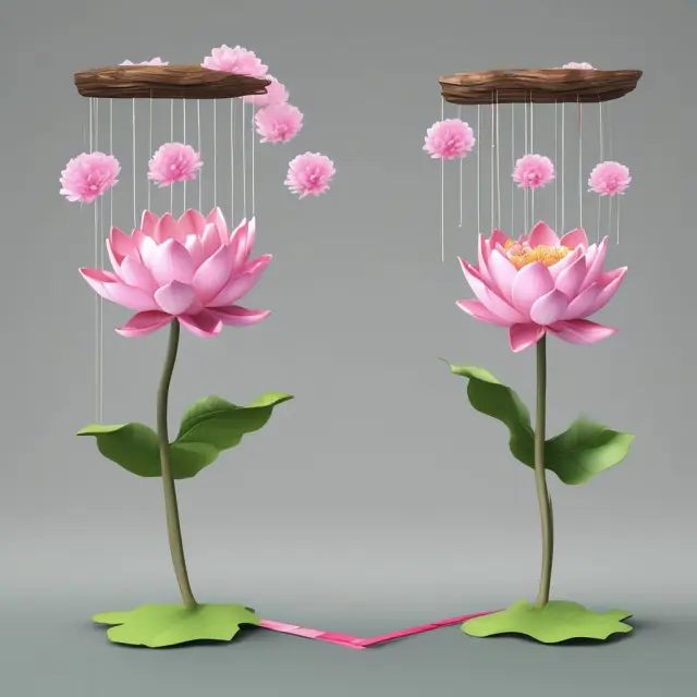 A floating lotus bloom swapping petals with a rooted bar chart, representing inflation swaps and interest rate swaps comparison