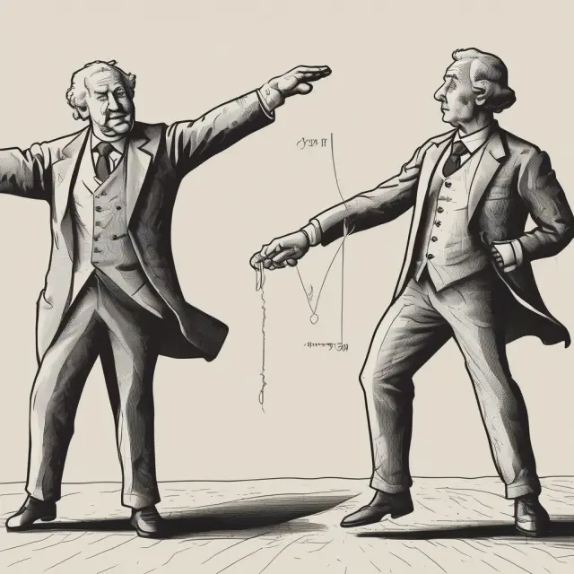 Two dancing figures representing inflation and deflation, symbolizing their impact on purchasing power and economic conditions