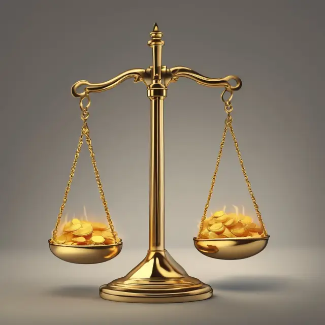 A golden scale with investment returns and an inflaming inferno representing inflation, symbolizing the importance of considering both factors when evaluating investments.