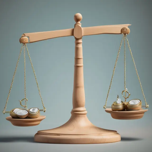 An equilibrium balance scale representing Real vs Potential GDP in an economy, illustrating the measurement of inflationary gap