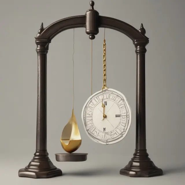 A pendulum illustrating the economic fluctuations between inflation and recessions during historical inflationary gaps