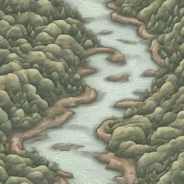 Two rivers representing Fund A and Fund B flowing towards a single, equilibrated benchmark river