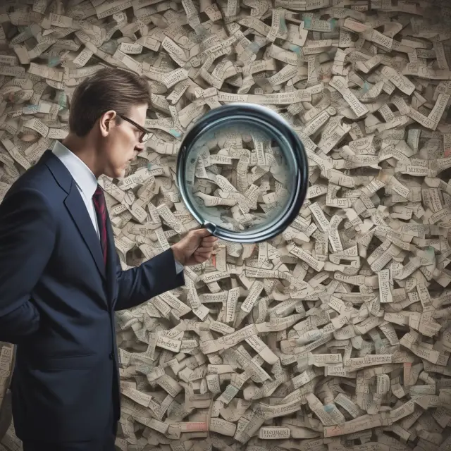 An auditor meticulously examines complex puzzle pieces representing financial transactions, unearthing potential inherent risks to maintain accurate reporting