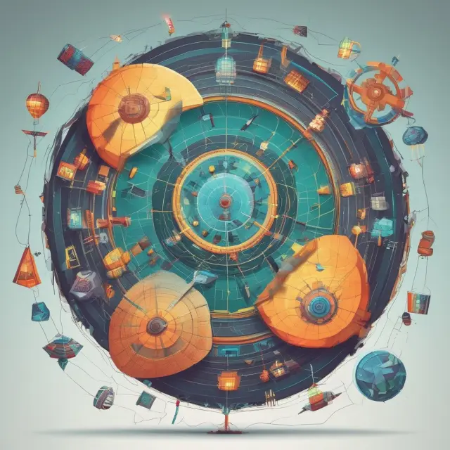 A compass in turbulent waters guiding an explorer through financial services, pharmaceuticals, energy, and mining industries to navigate inherent risks.