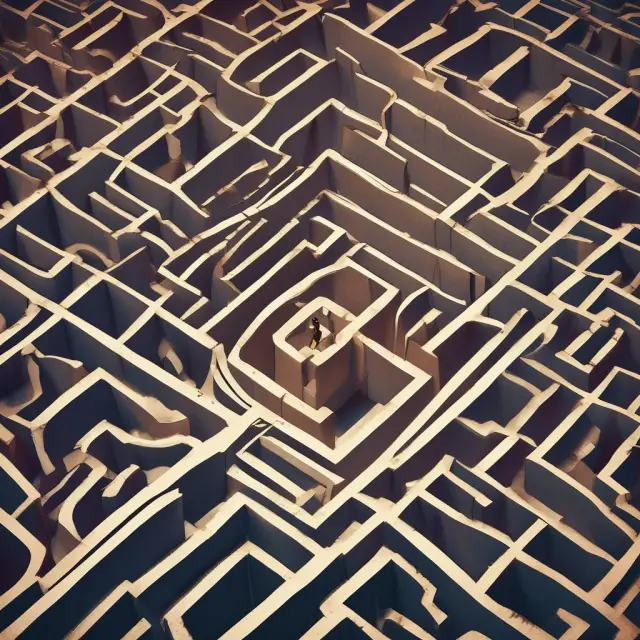 Auditors deciphering complex financial instruments in a dimly lit maze, highlighting the challenges of identifying inherent risks