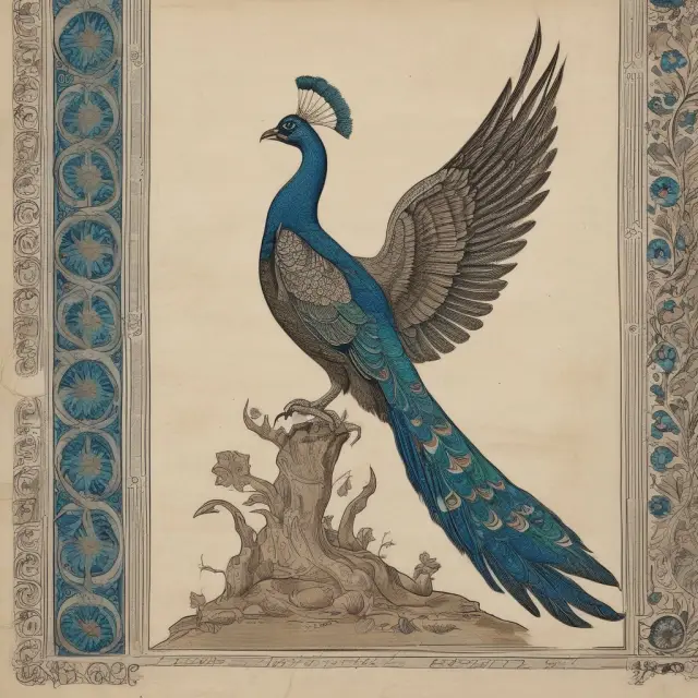 A benevolent dove, symbolizing the beneficiary, releases a resplendent peacock, representing the heir, from an old parchment illustrating inheritance rules