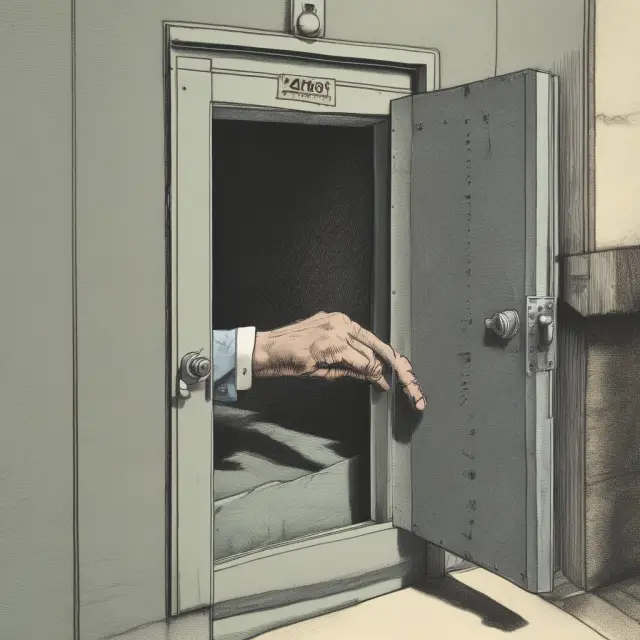 Image showing an older hand emerging from a 401(k) safe, offering three symbols representing rollover, leaving it in the deceased person