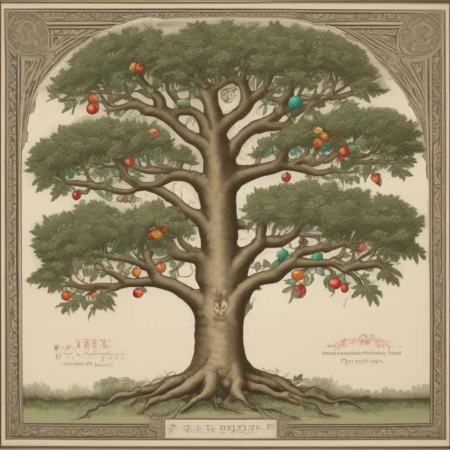 A garden filled with legacy trees: the size and ripeness of each tree