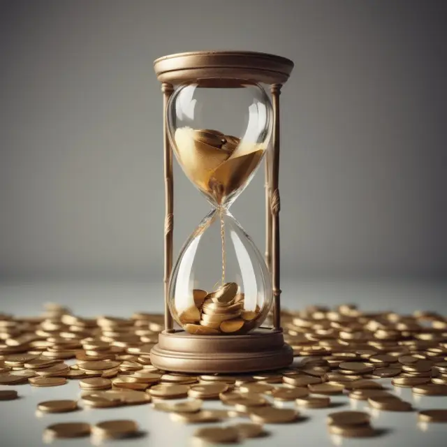 Golden hourglass filled with coins illustrates the SECURE Act