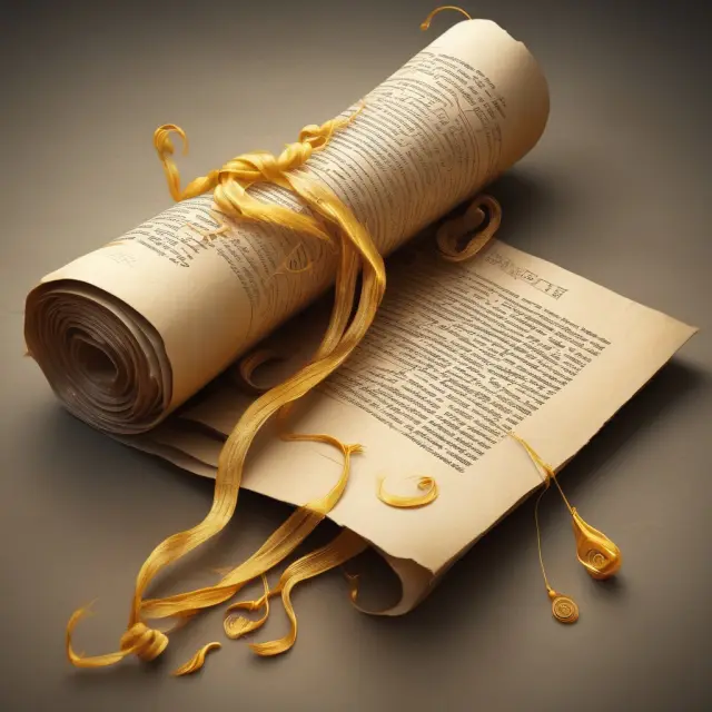 An image of an ancient scroll with golden threads unraveling, representing inherited IRAs and the wisdom passed down through generations.