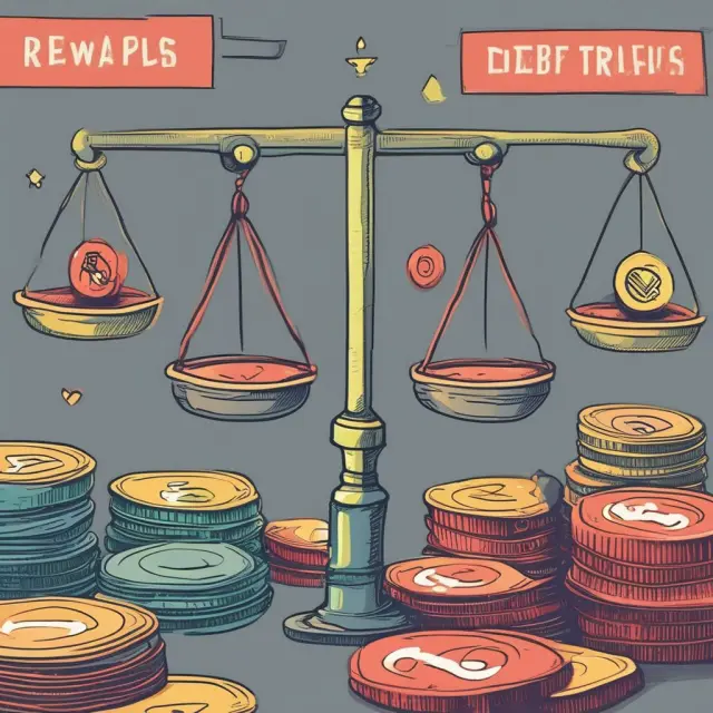 A balance between a golden scale of rewards programs and a leaden scale of interest rates represents the decision-making process for consumers considering in-house financing.
