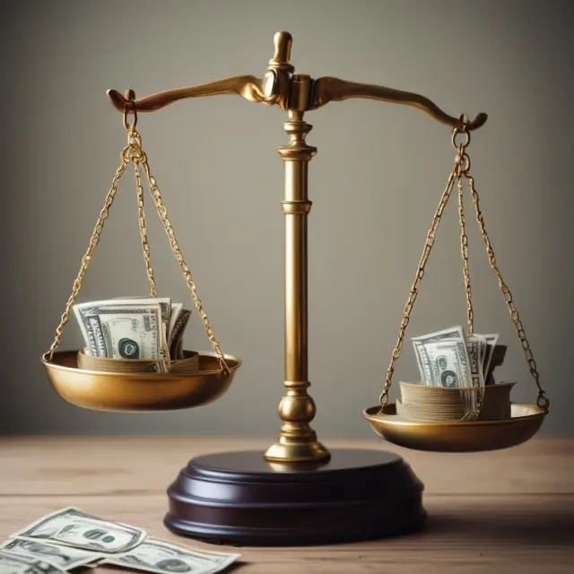 Image of a balance scale with stocks, cash, and collateral, illustrating the concept of initial margin in investing