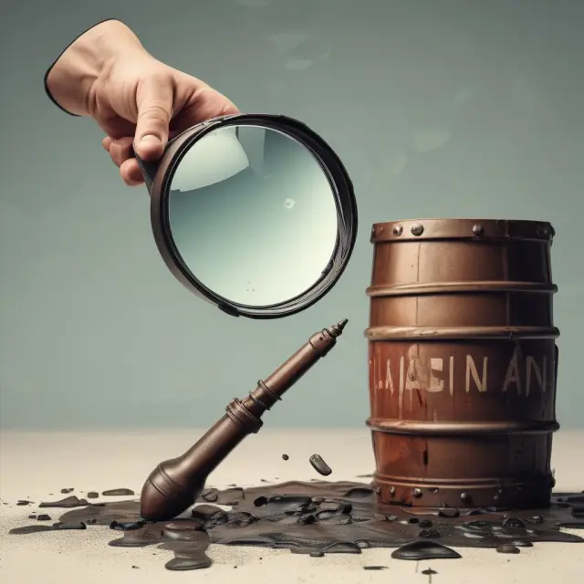Magnifying glass illustrating low initial margin requirements for a long position in crude oil futures with amplified risks and rewards