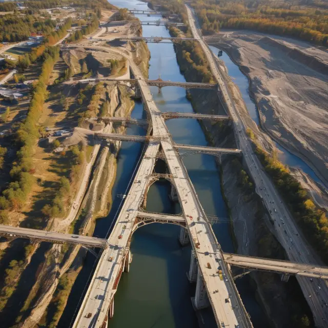 A bridge under construction sets off a ripple effect: direct impact on industry, indirect impact on employment, and induced impact on consumer spending
