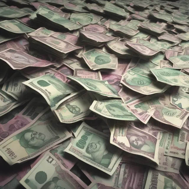 A metaphorical image of a river filled with cascading Indian banknotes representing various denominations.