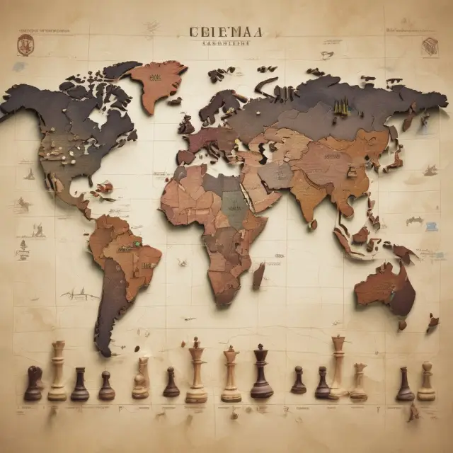An executive-themed chessboard populated by international students arranges on a globe, illustrating the Global Executive MBA