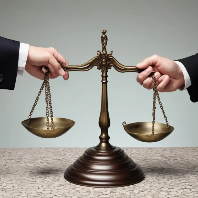Golden scales tipping towards a person holding a scroll of material nonpublic information