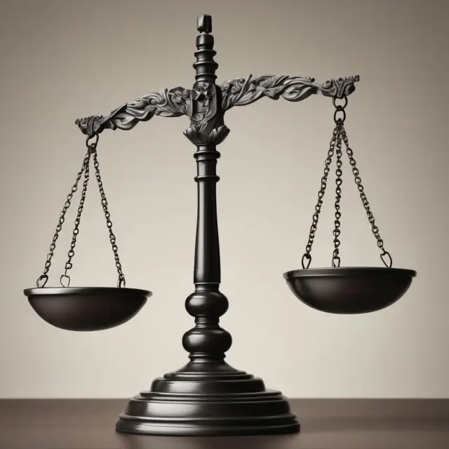 Justice scales illustrating legal and illegal insider trading. Legal transactions are represented by weights balanced on the scale, while illegal trades tip the scale towards imbalance.