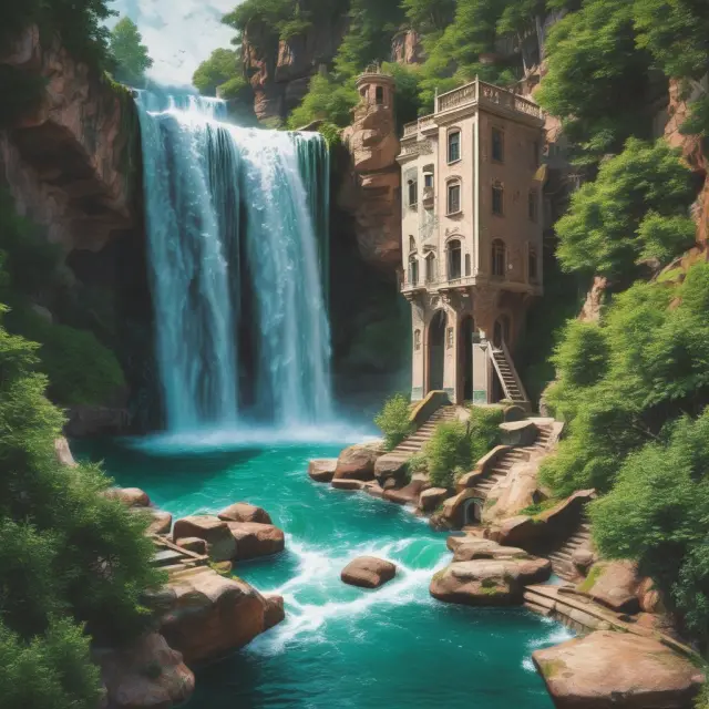 A metaphorical depiction of mortgage and personal loan installments merging together in a stream of financial stability