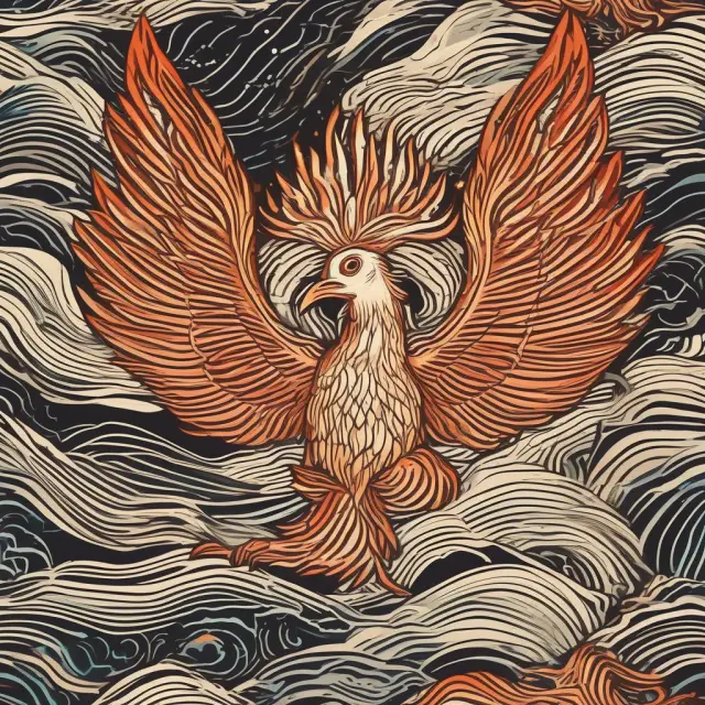 Phoenix emerging from waves, representing ISM