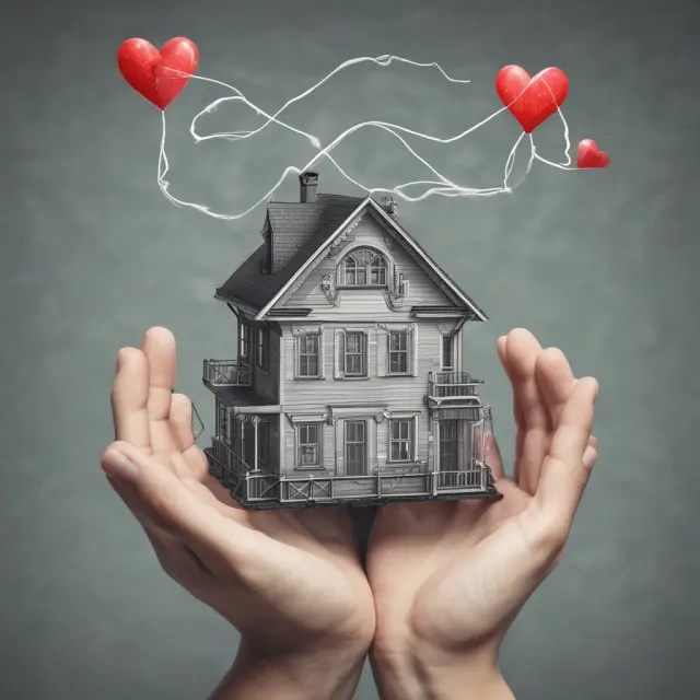 A person cradling two hearts—one representing a loved one and the other their home—illustrating the financial bond of insurable interest.