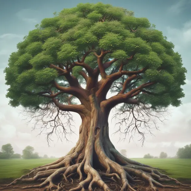 Image of a metaphorical tree representing insurable interest. Its roots are insurance policies while its branches protect assets and loved ones