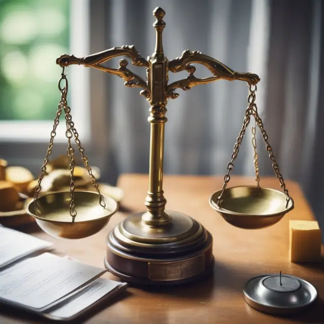 Actuary measuring the balance of insurance policies and their corresponding premiums on a set of scales