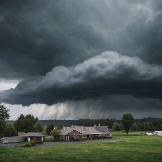 Image depicting a metaphorical scenario where claims are represented as rain clouds affecting the level of an insurance policy
