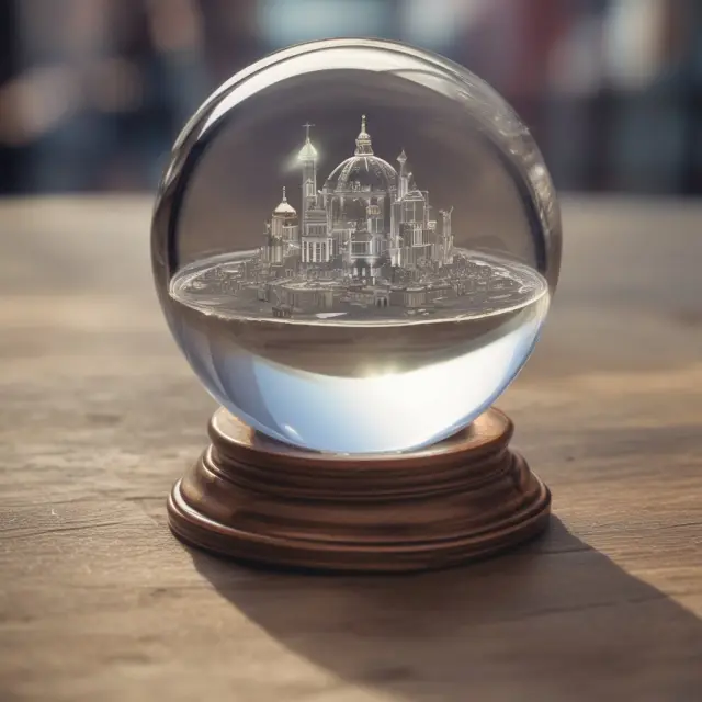 An intangible asset symbolized by a crystal ball undergoing impairment testing to determine its fair market value, ensuring accurate financial reporting