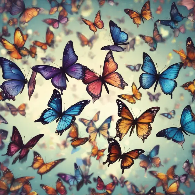 Butterflies spreading their wings as they interact within a lush, digitally grown garden representing various types of interactive media