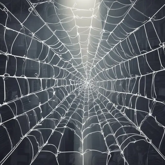 A spiderweb representing global banks interconnected via interbank deposits, symbolizing international financial transactions