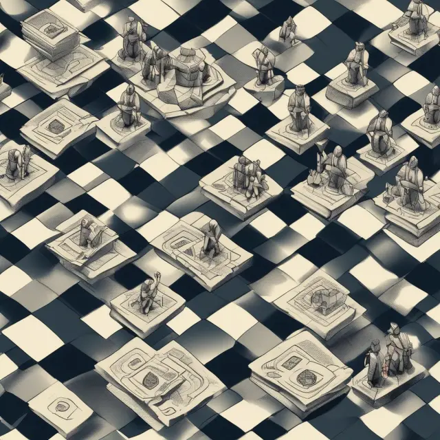 Interbank market participants trading currency tiles on a floating exchange rate chessboard, illustrating the interconnected nature of global financial interactions