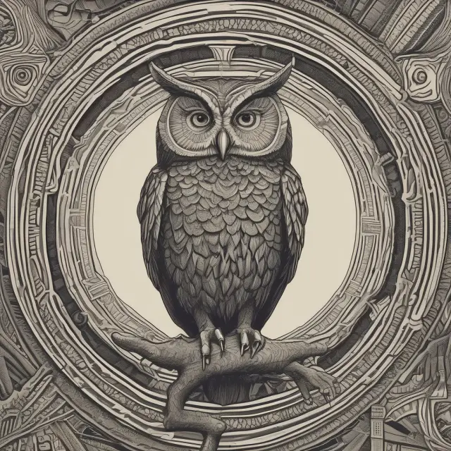 An owl, symbolizing the Federal Reserve, sitting atop a bookshelf filled with financial knowledge, weaving a web to debunk common misconceptions about the interbank rate