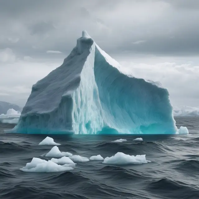 An iceberg splits into smaller pieces, illustrating the expansion and diversification of ICE Data Services in financial markets