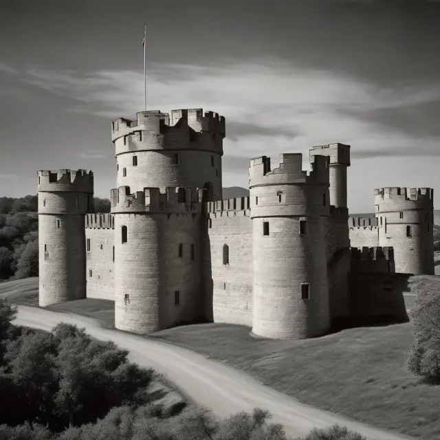An image of a sturdy castle protected by interest rate caps (upper limit) and floors (lower boundary), symbolizing risk management strategies.