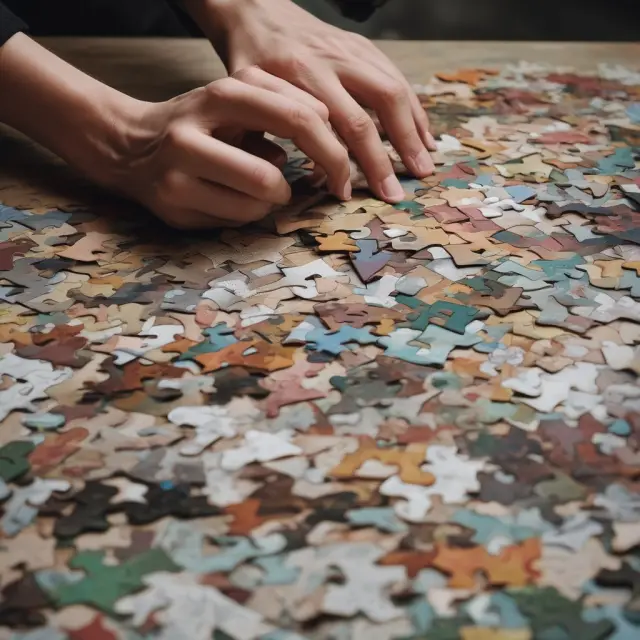 Artist adjusting bond puzzle pieces to manage portfolio